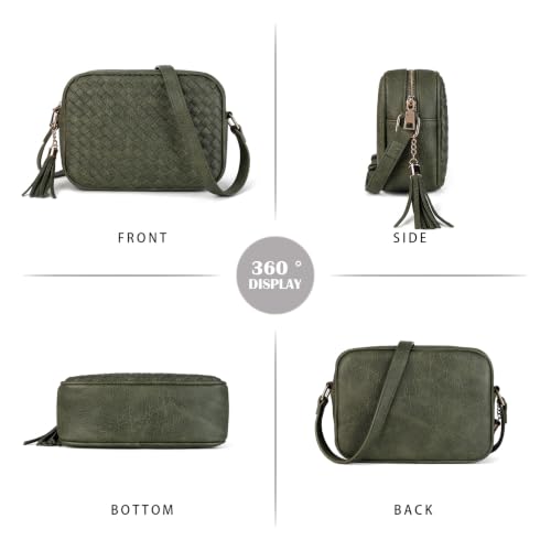 Image of AFKOMST Woven Crossbody Bags for Women Small Boho Purse with Roomy Space | Vegan Leather Camera Bag; Lightweight; Fits iPad mini, Long Wallet; Hands-Free Everyday