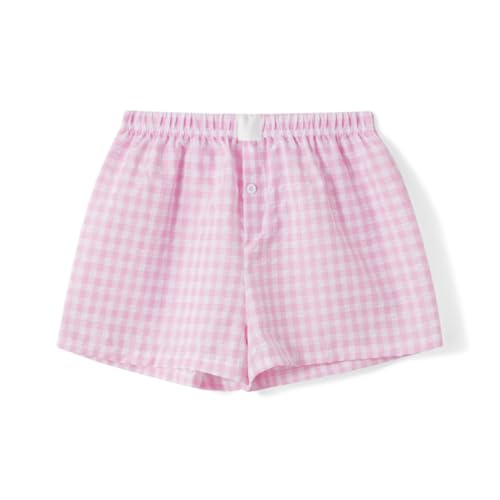 Image of Y2k Women Gingham Boxer Shorts Low Rise Micro Pajamas PJ Sleep Short Pants Plaid Sleepwear Sleeping Lounge Bottoms