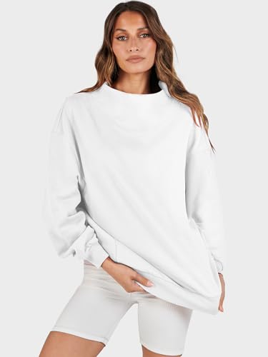 Image of ANRABESS Womens Oversized Sweatshirts Mock Neck Pullover
