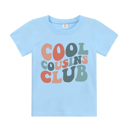 Sineeko Cousin Crew Club Shirts for Toddler Baby Boys Girls Short Sleeve T-Shirt Cousin Crew Matching Tees Spring Summer Kids Clothes Blue 4T