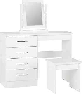 Seconique Nevada 4 Drawer Dressing Table Set - White Gloss