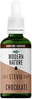 Modern Nature Chocolate Flavour Drops - Liquid Stevia Drops Sweetner - Zero Calorie Sugar Free Coffee Syrup Alternative - Flavoured Coffee, Protein Powder, Yoghurt, Tea  Vegan, Keto Sweetener 50ml