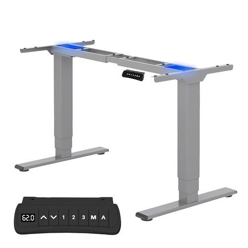 FLEXISPOT Höhenverstellbarer Schreibtisch Gestell, elektrisch mit 2 Motoren, 3-stufiges Tischgestell höhenverstellbar mit Memory-Steuerung & & Sitz-Erinnerung, bis 160 kg belastbar (Grau)