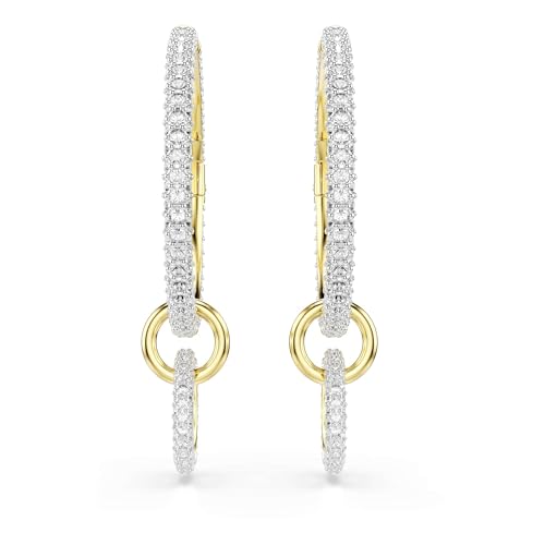 Swarovski Kolczyki kreole Dextera, Szlif okrągły, Białe, Powłoka w odcieniu złota