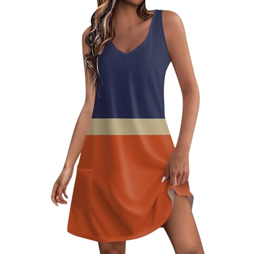 Trägerkleid Damen Strandkleid Damen Knielang Kleider Strandkleider Sommerkleid Locker Sommerkleid Strandkleid Damen Hängekleider Damen Sommer Damen...