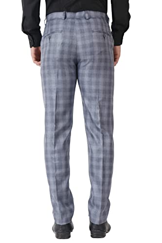 Image of MALENO Men's Polycotton Slim Fit Checkered Trouser |Trousers for Office, Party | Men Formal Pant