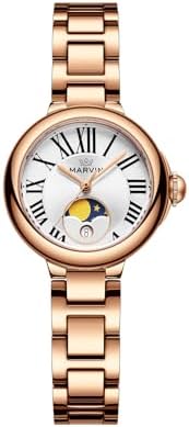 marvin Watches for Women Swiss Women's Watch with Stainless Steel Strap,28MM Sapphire Glass Gold Dial,Quartz Movement,50M Waterproof