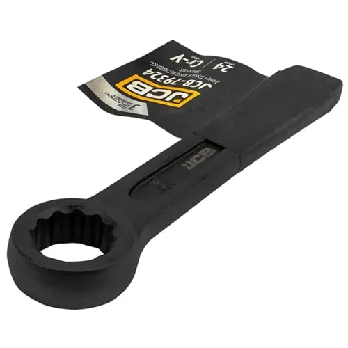 JCB 24mm Single Ring Slogging Spanner, Heavy-Duty Impact Ring Spanner, Chrome Vanadium Steel, Industrial Hand Tool