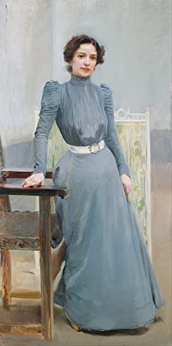 Joaquín Sorolla Clotilde dans une robe grise poster sur toile décoration murale 58x90cm