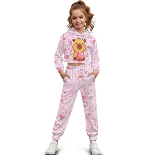 Hoodies and Jogger Pants Set for Kids Girls Sweatsuit Fall Clothing Sets Long Sleeve Hooded Sweatshirt & Sweatpant3