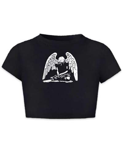 Image of Betusline Girls & Women Basic Summer Short Sleeve Slim Fit T-Shirts Soft Crewneck Crop Y2k Tee Cute Gym Fashion Clothes