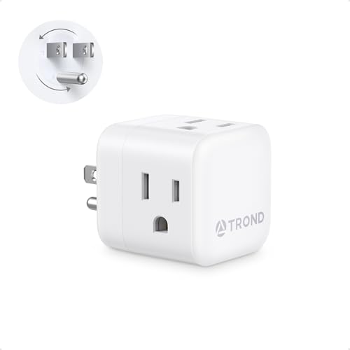 TROND Multi Wall Outlet Extender - Sideways Plug Adapter with 3 Electrical Sockets 360 Rotating Plug to Turn the Horizontal to Vertical Outlet for Plugging Air Freshener Cat Calming Night Light