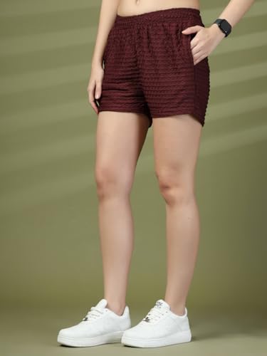 Image of UZARUS Women's Elastic Waist Shorts Night Wear Sports and Running Gym Workout and Yoga Regular Fit Short for Women Combo (Pack of 2)