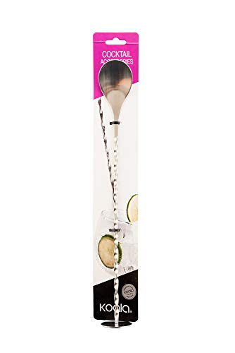 Koala Spain Cucharilla Larga Cocktail de Acero Inoxidable Trenzada con Machacador