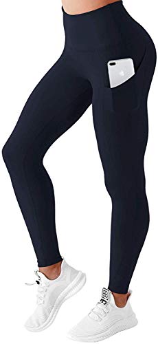 BUBBLELIME - Leggings de compresión para Mujer, Cintura Alta, Cintura Alta, con Bolsillos, para Entrenamiento, Control de Barriga, para Correr, Color Azul Marino, tamaño Small Cover