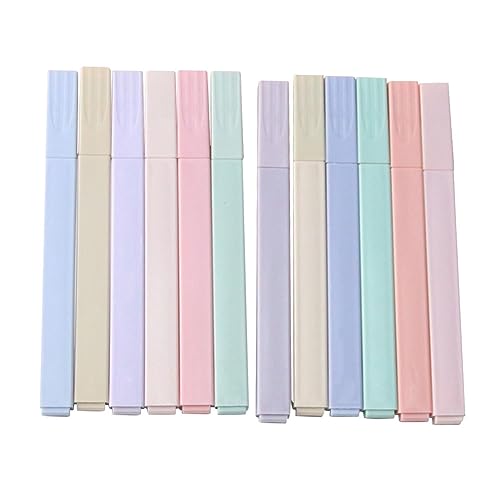 SULIVES 12Pcs Pastel Highlighters - Highlighter Pens Stationery for School and Office Use, Even Ink Flow for Smoother Writing in Study and Work