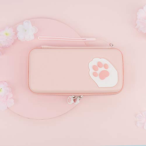 Geekshare Pink Cute Cat Paw Case Compatible With Nintendo Switch/Switch Oled - Portable Hardshell Slim Travel Carrying Case Fit Switch Console & Game Accessories - A Removable Wrist Strap (Pink) #TOP7