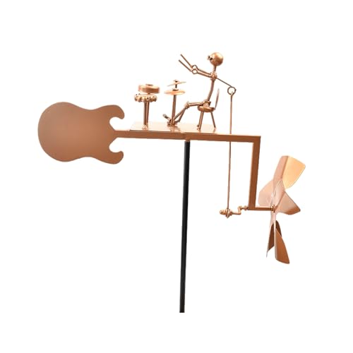 CHANCS Handmade Metal Drummer Windmill Kinetic Sculpture Spinners for Outdoor Yard Garden Decoration