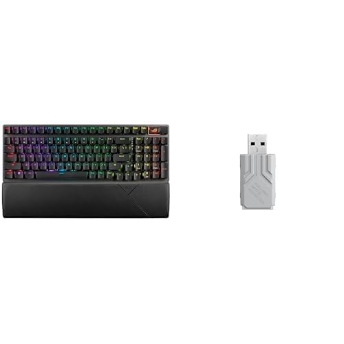 Image of ASUS ROG Strix Scope II 96 Wireless Mechanical Gaming Keyboard (96% Full-Size, Hot Swappable) + ROG Polling Rate Booster (8000 Hz) Bundle - Black /White