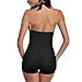 Fashion Womens Vintage Athletic Swimsuits Push Up Tummy Control One Piece Plus Bathing Suit Boyshort Swimwear (6XL (US Size 18-20) Prime, Retro Black)