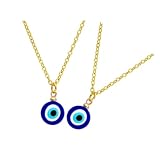 LALAFINA 2 Unidades Collar de Ojos Azules Baño de Oro 18k para Hombre y Mujer, Colgante Creativo y Elegante para Alejar Energía Negativa