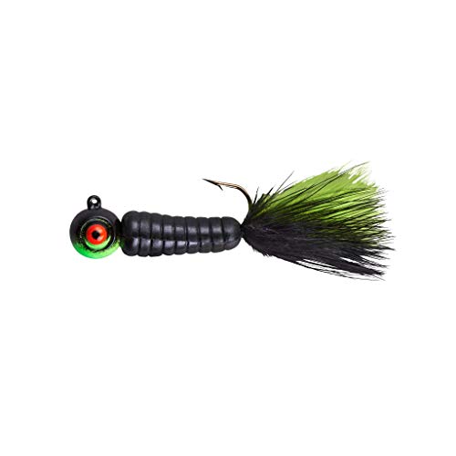 Lindy Fuzz-E Grub Jigs - Black/Chartreuse - 2 in - 1/4 oz (LFEG536)