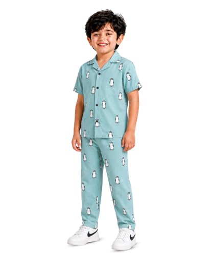 Image of 3BROS Unisex Pure Cotton Short Sleeve Kids Night Dress for Boys & Girls Nightwear /Sleepsuit /Sleepwear /Loungewear Night Suit for Boys and Girls Top and Pyjama Combo Set