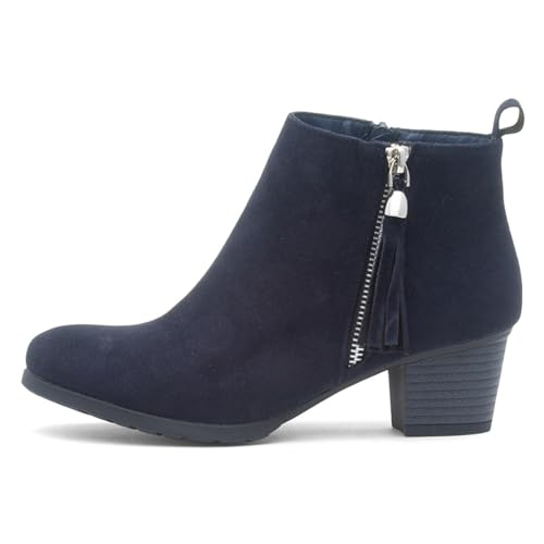 Lilley Womens Navy Heeled Tassel Ankle Boot - Size 6 UK - Blue