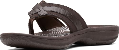 Image of Clarks Womens Breeze Sea Flip-Flop Sandals - Comfortable Flip Flop with Adjustable Hook and Arch Support - Casual Summer Wearing Cloudsteppers for Everyday