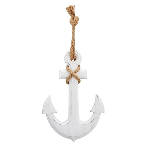 Brandsseller Ancre décorative design vintage maritime 33 x 22,5 x 4 cm en bois avec cordon de rosée
