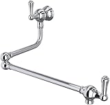 Rohl U.4799LS-APC-2 Perrin and Rowe Country Wall Mounted Swing Arm Pot Filler with Lever Handles in Polished Chrome