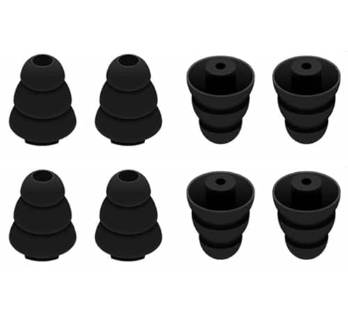 A-Pcas 3フランジ イヤーパッド 4ペア Shu-re用 SE215用 SE530用 West-one用 KLIP-SCH用 UM2 IEMs用 3mm以下小口イヤホン用 トリプルフランジ イヤーピース Sサイズ4ペア入り 【ブラック】【Sサイズ】522