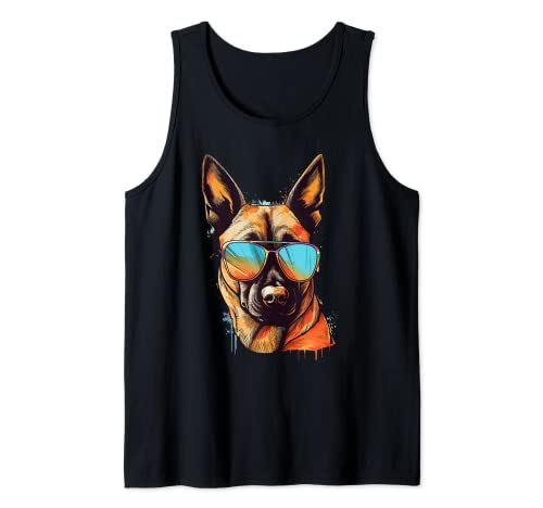 Belgian Malinois Shepherd Sunglasses Colorful Graphic Funny Camiseta sin Mangas