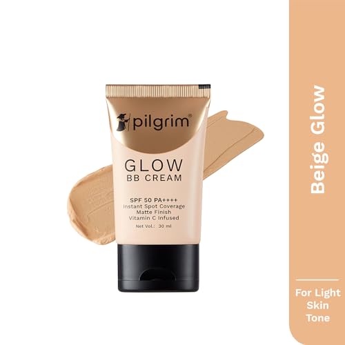 Image of Pilgrim Beige Glow 3-In-1 Natural Bb Cream Medium Coverage For All Skin Types Spf 50 Pa++++ With Niacinamide, Hyaluronic Acid & Vit C - 30G, Pack Of 1