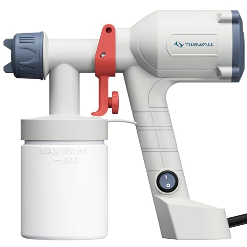 Tilswall Paint Sprayer,Upgraded Ultra-Light Electric Paint Spray Gun with 2 Nozzles & 3 Patterns Easy to Clean for Fences, Sheds, Walls, Ceilings, Furniture, Cabinets, Garden & DIY, Pink