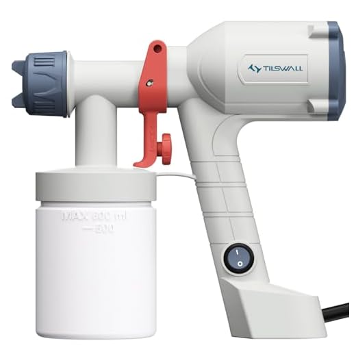 Tilswall Pistola de Pintura Eléctrica - Pulverizador de Pintura Ultraligera con Tanque Desmontable De 600ml, 2 Boquillas & 3 Modos, Paredes, Techos, Muebles, Vallas, Jardín, Vainilla