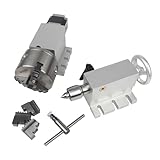 CNCTOPBAOS Rotational 4th Axis A axis Rotary Table,K11-100mm 3 Jaw Chuck Dividing Head,Gapless Harmonic Gearbox Reducer Ratio 50:1 w/ 65mm Tailstock for CNC Router Engraving Milling Machine