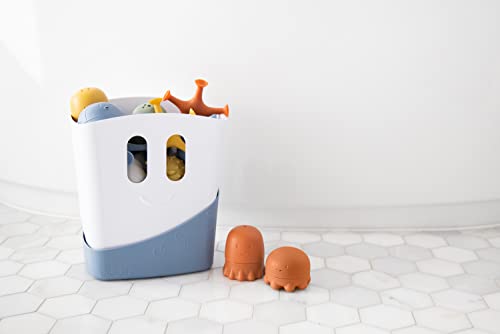 Ubbi Bath Time Essential Gift Set, Includes Drying Bin and 11 Water Toys for Toddler Bath Time Play, Baby Bath Accessory, Muted Blue - Thumbnail 5