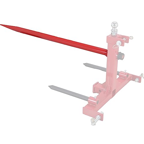 Hay Spear 49\" Bale Spear 3000 lbs Capacity, Bale Spike Quick Attach Square Hay Bale Spears, Red Coated Bale Forks, Bale Hay Spike with Hex Nut & Sleeve for Buckets Tractors Loaders