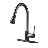 Senlesen Solid Brass Single Handle Pull Out Sprayer Oil Rubbed Bronze Kitchen Faucet Pull Down Kitchen Sink Faucet with Deck Plate