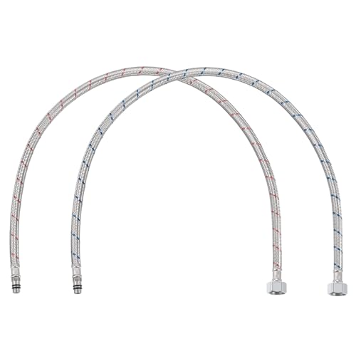 uxcell 32Inch Long Faucet Supply Line Connector, 2pcs G1/2 Female Compression Thread x M10 Male Connector Braided Short 304 Stainless Steel Water Supply Hose Line