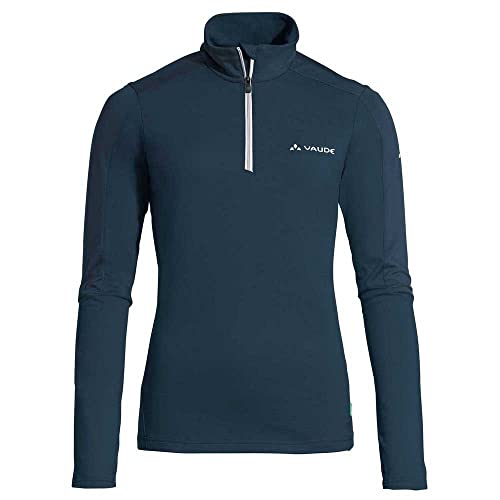 VAUDE Damen dünner Fleecepullover Livigno Halfzip II, angenehm warm, schnelltrocknend, atmungsaktiv, Dark sea, 38