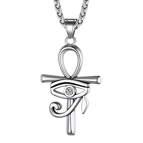 Richsteel Pendentif Ankh Oeil d’Horus Acier Inoxydable Collier Chaîne Egyptienne Bijoux Original Cadeau pour Femme Cover
