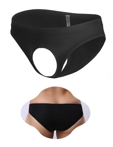 ohyeahlady Mens Sexy Underwear Briefs G-String Pouch Ice Silk Open Front Underwear Lingerie for Mens Comfortable Briefs