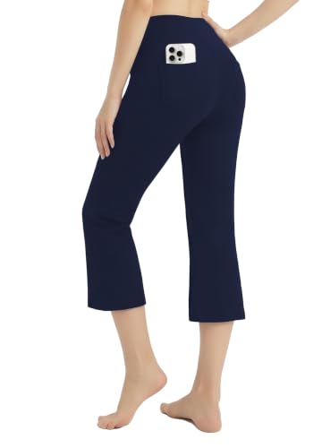 SAFORT Damen Capri/ 74cm/ 79cm/ 84cm/ 89cm Yogahose Baumwolle Jazzpants Damen Bootcut Hose Sporthose lang mit Taschen Flared Leg