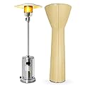 BELLEZE Patio Heater Cover with Zipper, Waterproof Double-Side High-Density Polyester Outdoor Heater Cover, UV-Resistant,Dustproof, Standup Round Universal Design - 87" H x 33.8" D x 20" B (Sand)
