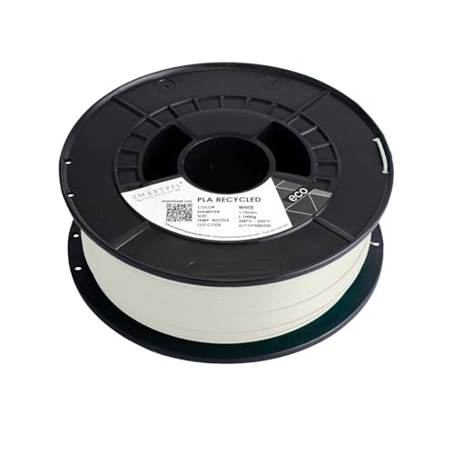 SMARTFIL PLA RECYCLED - Filamento para impresión 3D | Fabricado con PLA reciclado 100% | Peso: 1000g | Diámetro: 1.75 mm | Color: White