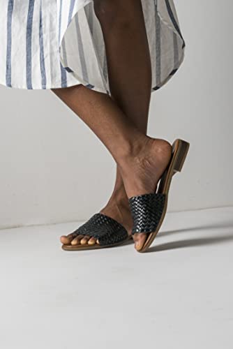 Image of JATAREA Women's Slip-On Flat Sandals with Round Open Toe | Dressy Summer Slides for Women