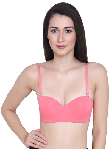 Image of GLAMORAS Women & Girls Demi Cup Bra | Nylon Spandex, Padded, Underwired Bra | Adjustable Detachable Straps, Low Coverage Demi Bra