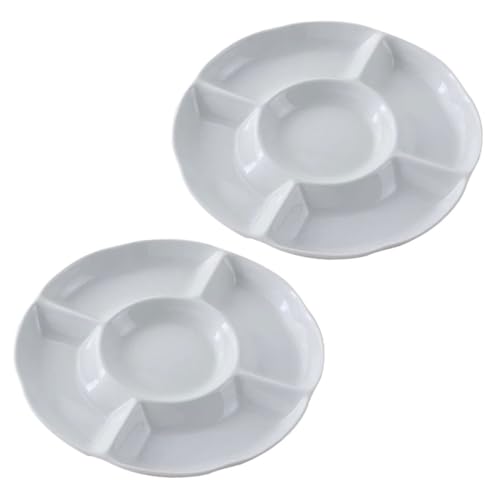 GETAJGHSD 2個 白色密?隔サービングトレイ 多機能仕切り付き家用乾果ナッツ菓子皿 おしゃれで滑らかな表面 パーティーや集まりに